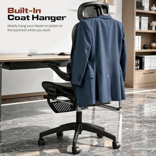 Image of DROGO Quantum Ergonomic Office Chair for Work from Home, Computer Chair with Breathable Mesh, 3D Headrest & Armrest, Adjustable Lumbar Support, Office Chair with Footrest & Recline (Black)