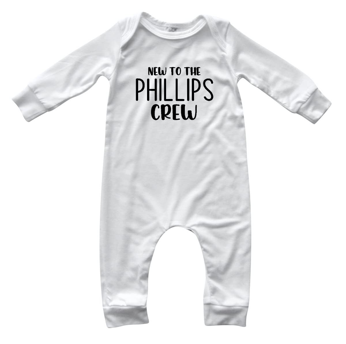 Personalized New to the Crew Silky Long Sleeve Baby Romper for Boys and Girls-Boy, Girl, Gender Neutral (0-3 months (3M), Off White)