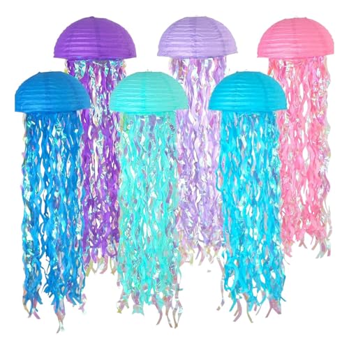 Globo de papel costero – Linterna náutica de medusas, guirnalda vibrante, esfera colgante plegable ligera | Decoración de fiesta junto al mar para eventos, picnic, celebración, festival, aniversario