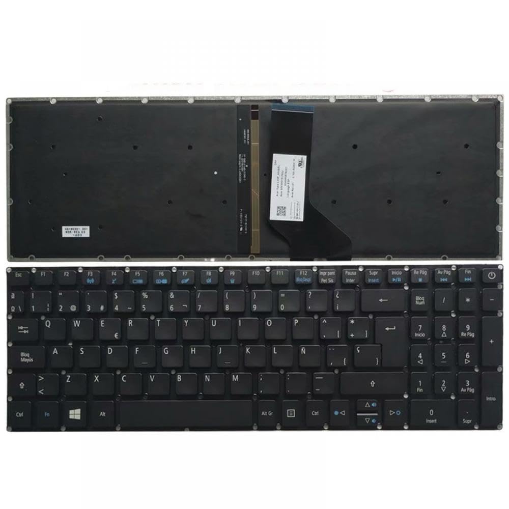 HYtdEGV US UK Spanish Latin German Laptop Keyboard Compatible with E5-522 E5-522G E5-532 E5-532T E5-532G E5-752G E5-752 E5-773 E5-574 E5-773G(SP with Backlight)