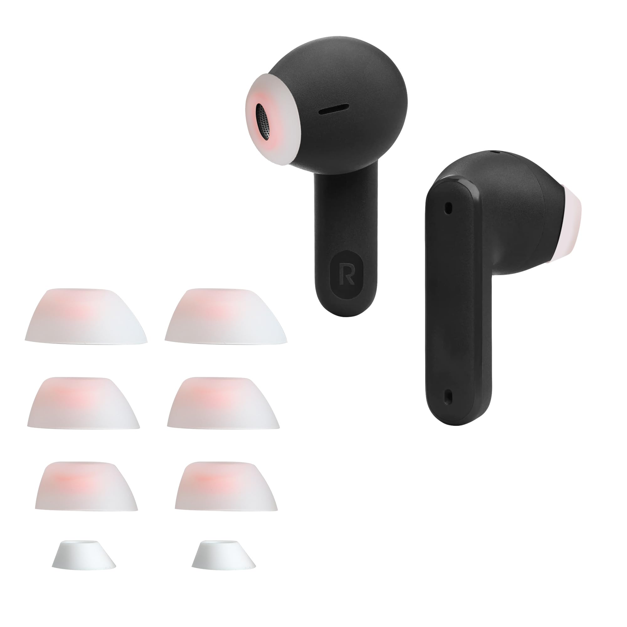 kwmobile 8 x silikonowe końcówki do słuchawek JBL Tune Flex, 4 rozmiary, wymienne końcówki douszne do słuchawek dousznych, białe