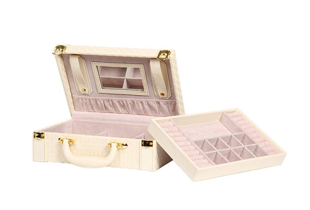 Boîte à bijoux stockage grande capacité portable en cuir pour boucles d'oreilles