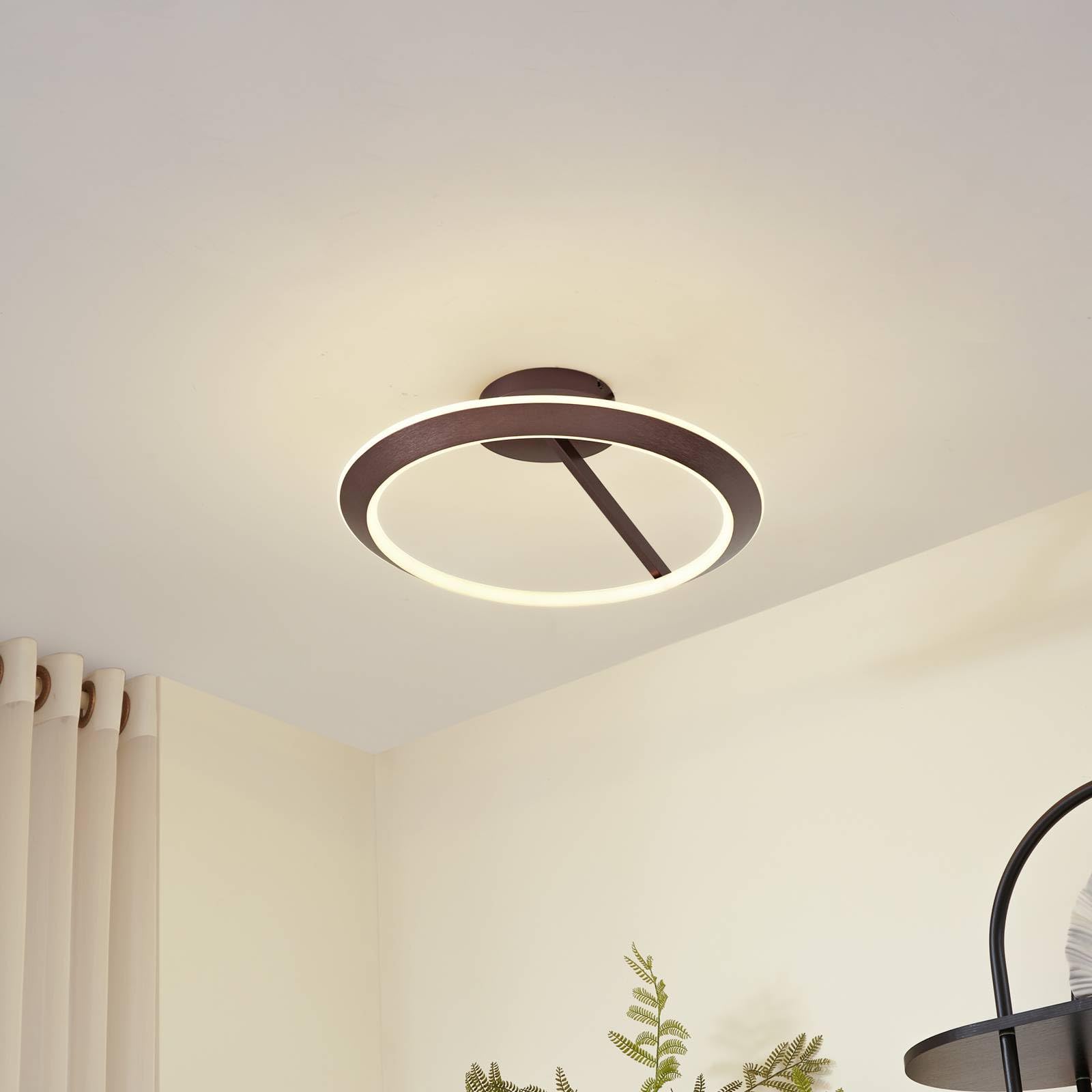 Lucande Plafoniera LED dimmerabile (Moderno) colore Marrone, in Metallo ad es. Soggiorno & Sala da pranzo lampadina inclusa lampada plafoniera
