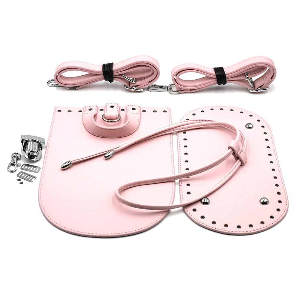 Stebela 7 Pieces PU Leather Bag Repair Kit, Crochet Bottom Shoulder Strap Backpacks Making Purse Handmade Supplies for Adults, Pink Red