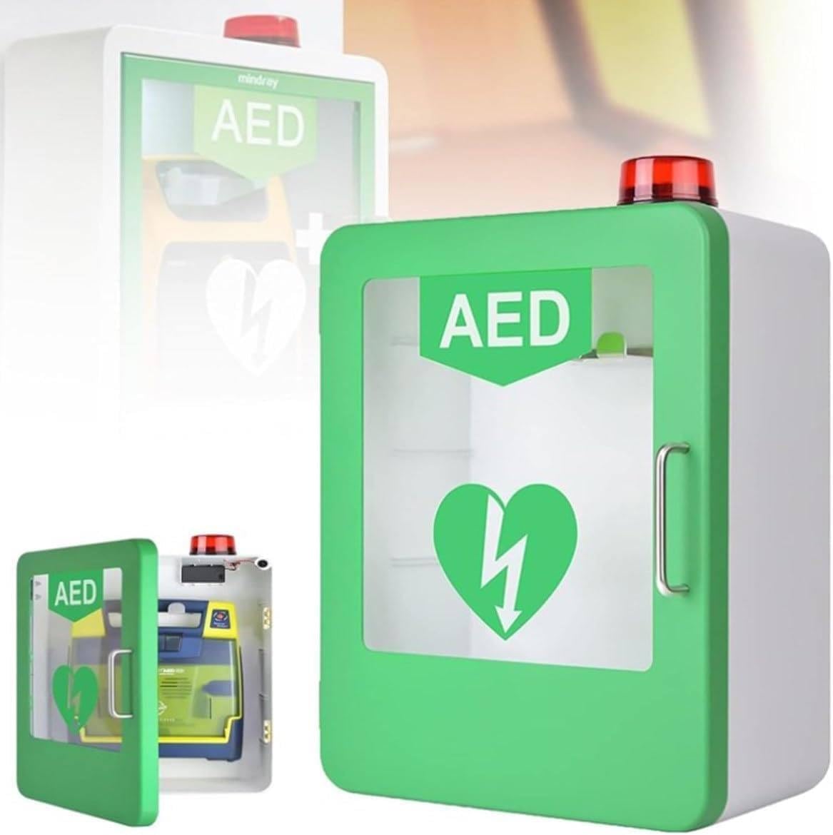 Aufbewahrungsschrank Für AED-Defibrillatoren, Wandmontierte Aufbewahrungsbox Mit Alarmsystem Und Doppelschaltersteuerung, Kann Mehrere AED-Modelle Aufnehmen, Geeignet Für Heimkliniken, Büros, Hotels