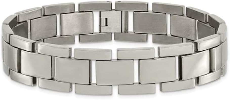 Mens Polished Titanium 13mm Bracelet, 8.5 Inches