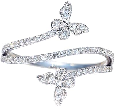 Viyuroyk 925 Sterling Silver Shiny Butterfly Fashion simple design Cubic Zirconia Rings Diamond Rings for Women Jewelry Findings Earring Backs Findings (US Code 6)