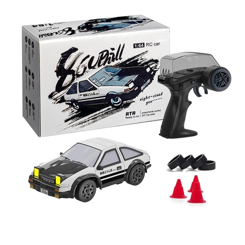 GNIMNAYRC 1/64 Scale Drift RC Car, 2.4Ghz Mini Sports Car, 4WD RC Truck Model Toys, Full...