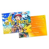 BIGADO 12 carte anniversaire au format DIN A6 compatibles avec Pokemon carte invitation anniversaire pokemon et carte d invitation anniversaire garcon anniversaire pokemon
