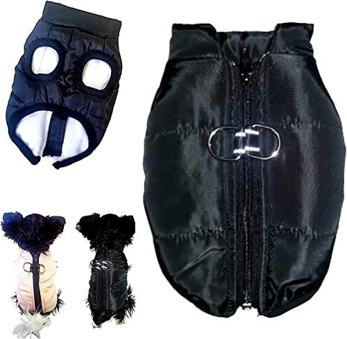 Waterproof Dog Coat (VERY SMALL FIT) Padded Fleece Zip Up Coat Chihuahua Puppy Toy Clothes Teacup Miniature Breeds (Black - Image 4