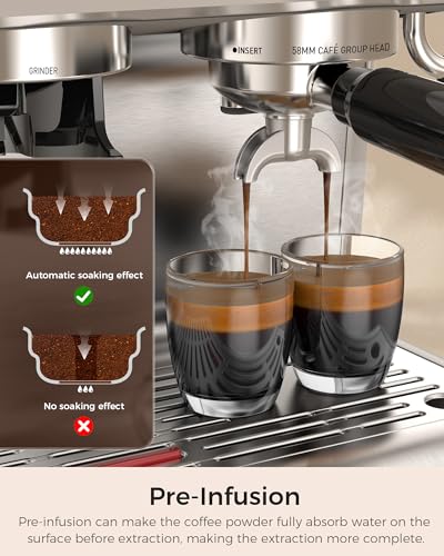 Image of Kndko Dual Boiler Espresso Machine-Simultaneous Coffee & Steam, 20 Bar Espresso Coffee Machines with Grinder, Professional Expresso Coffee Maker for Home, Coffee Shop, Small Cafe