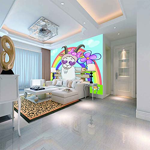 Papier peint panoramique 3D mouton 250x175 cm en toile auto-adhésive