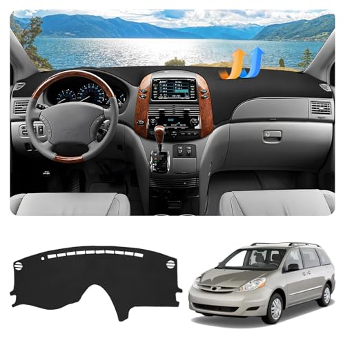 FIILINES Dash Cover for 2004-2010 Toyota Sienna, Dashboard Mat Accessories Dash Cover Sunshade Nonslip Mesh Protector No Glare Black