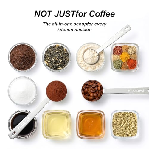 2PCS Coffee Scoop for Ground Coffee Stainless Steel Measuring Spoons Long Handle 30ml 6.4in and 15ml 5.7in Set for Deep Jars Beans Protein Powder Flour - Image 6