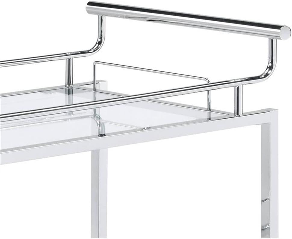 Acme Inyo Metal Frame Serving Cart with Shelf in Clear and Chrome