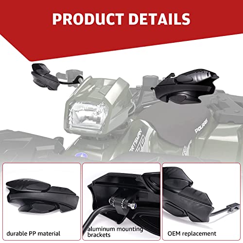 Haka Tough Sportsman Handguards, Hand Brush/Wind Guard With Mount Brackets Kit Protector For Polaris Atv Sportsman 400 450 570 850 Xp 1000 Accessories, Replace Oem#2876846, 2879380 Black, 2Pcs #TOP1