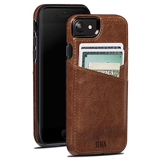 Lugano Wallet, Genuine Leather Drop Safe Protection Card Holder Case for New iPhone SE 3 (2022) / 2020 / iPhone 8 / iPhone 7, Cognac