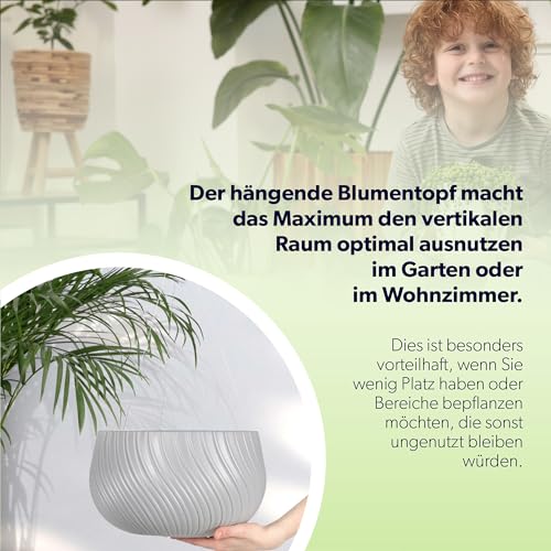 KADAX Hängetopf, Blumenampel mit Kette und Haken, Hängepflanztopf für Rankblumen, Übertopf mit Einsatz… – Ansicht 8