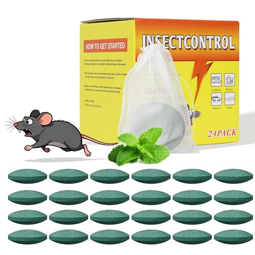 Mouse Rodent Repellent, 24 Pack Peppermint Oil Mouse Traps for Rat Mice, Nature Mouse Deterrent for...