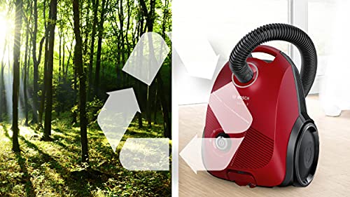 Bosch BGBS2RD1 - Série 2, Aspirateur traineau 8 mètres avec sac 3,5L - Niveau sonore 80 dB - Rouge - Image 4