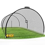 DHUAFDD Batting Cages for Backyard - 22x10x10 ft Softball & Baseball Batting Cage Net with Zipper Door 4-Ply Anti-Tear Netting Batting Training Cage with Sturdy Steel Frame for Outdoor Indoor Use