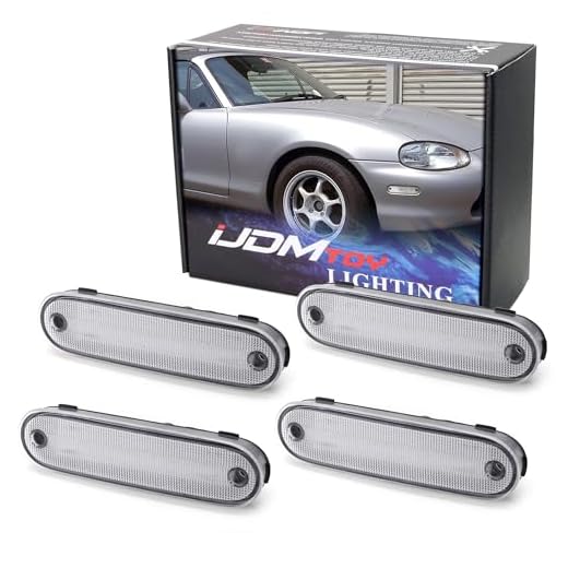 iJDMTOY JDM Clear/White Lens Front/Rear Side Marker Light Housing w/ Pigtails Replacements Compatible With 1990-2005 Mazda Miata MX-5 NA NB, Replace OEM Amber/Red Sidemarkers