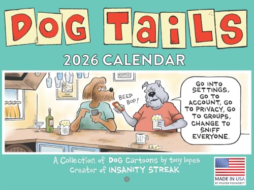 Dog Tails Calendar 2026 by Tony Lopes Monthly Wall Calender 12 Month