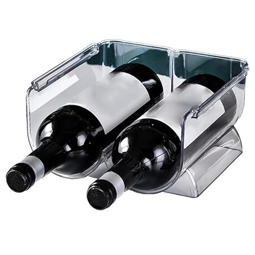 LIZEALUCKY Bottle Rack Wine Organizer Stackable, Plastic Stackable Wine Rack for refrigerator, Countertop,Wine Bottle Holder, Water Bottle Organiser for Home Display (Transparent)