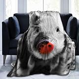 Manta de forro polar de franela única, 60.0 x 50.0 in, manta para mascotas Splash Sweet Piglet Red Nose Pig Animal in The World para fiesta de primavera, manta de aire acondicionado y lavable en cali