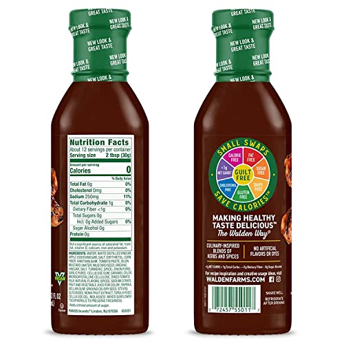 Walden Farms Sugar Free Bbq Sauce, 2 Pack Original Flavor, 12-Oz. Gourmet Barbecue Grilling Marinade For Meat, Ribs, Pork, Chicken, And Steak, No Carb Keto Friendly #TOP1