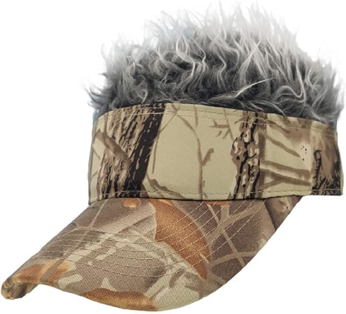 Novelty Hair Visor Cap Sun Visor Hat with Wig Spiked Hairs Adjustable Fashion Baseball Golf Cap for Men & Women