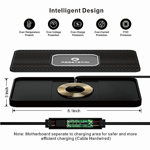 Wireless Car Charger Pad, REESTECQI 15W Wireless Charging Pad for Car Non Slip Phone Car Wireless Charger [40W Car Charger Included] for iPhone 17 16 15 14 13, AirPods 3/Pro 2, Samsung S26/S25/S24 - Thumbnail 2