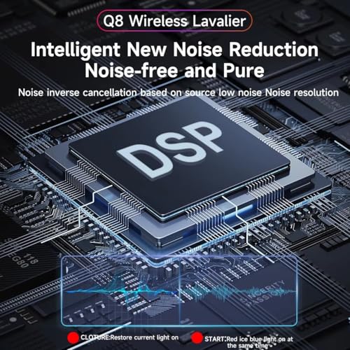 Image of GADGETSWEAR Q8 Dual Wireless Lavalier Microphone with LED Display Case, Noise Cancelling Lapel Microphone for YouTube, Vlogging, Recording, Plug & Play for Android (Type C)