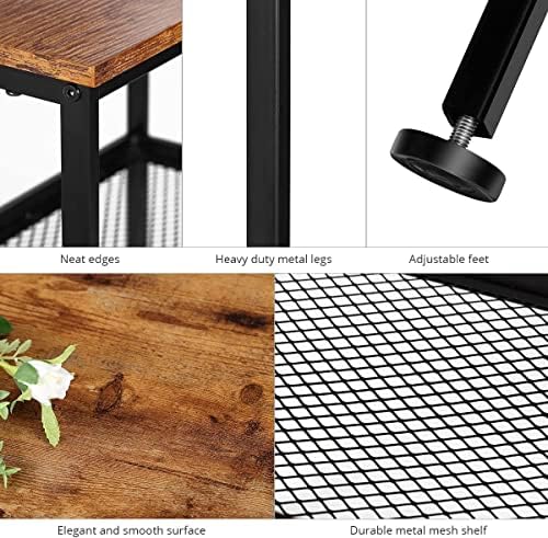 DREAMSOULE Small Side Table for Small Spaces - Slim End Table with Magazine Shelves - Narrow End Tables Living Room - Skinny Bedside Table Small Nightstand Bedroom - Industrial Rustic Thin Side Table