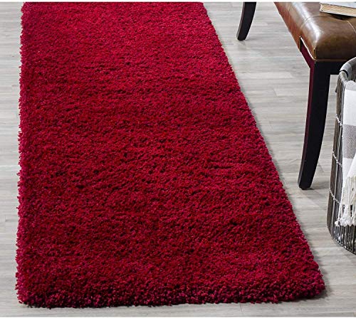 Image of Shaggy Floor Carpets for Living Room, Elegant Bed Side RunnerBedside Carpet, Sofa Area Guest Room Carpet, (2x6 Feet, Red)