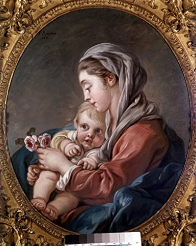 Impresión sobre lienzo de la Virgen y el Niño Jesús de François Boucher, lienzo de 60x90cm