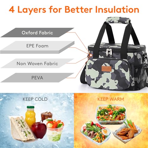 Image of Lifewit Medium Lunch Bag, Insulated Lunch Box, Soft Cooler Cooling Tote for Adult Men Women, Camouflage 12-Can (9L)