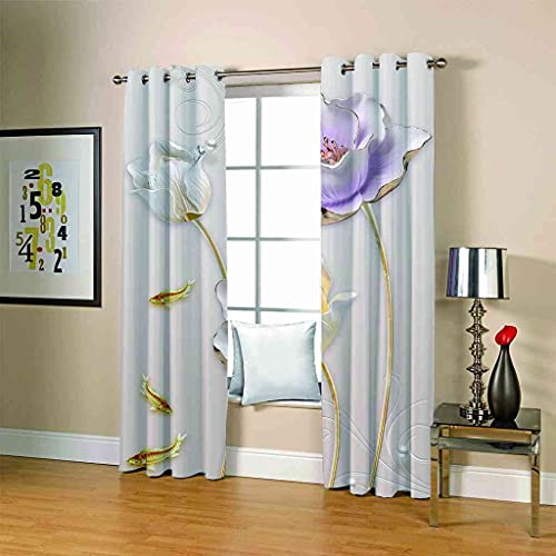 Rideaux oeillets 3D haut de gamme sculpture poisson rouge polyester isolant - 3