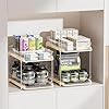 Delamu 2-Tier Multi-Purpose Bathroom Under Sink Organizers and Storage, Stackable Kitchen Pantry Organization, Pull Out Medicine Cabinet Organizer with Movable Dividers, Beige, 2 Pack #3