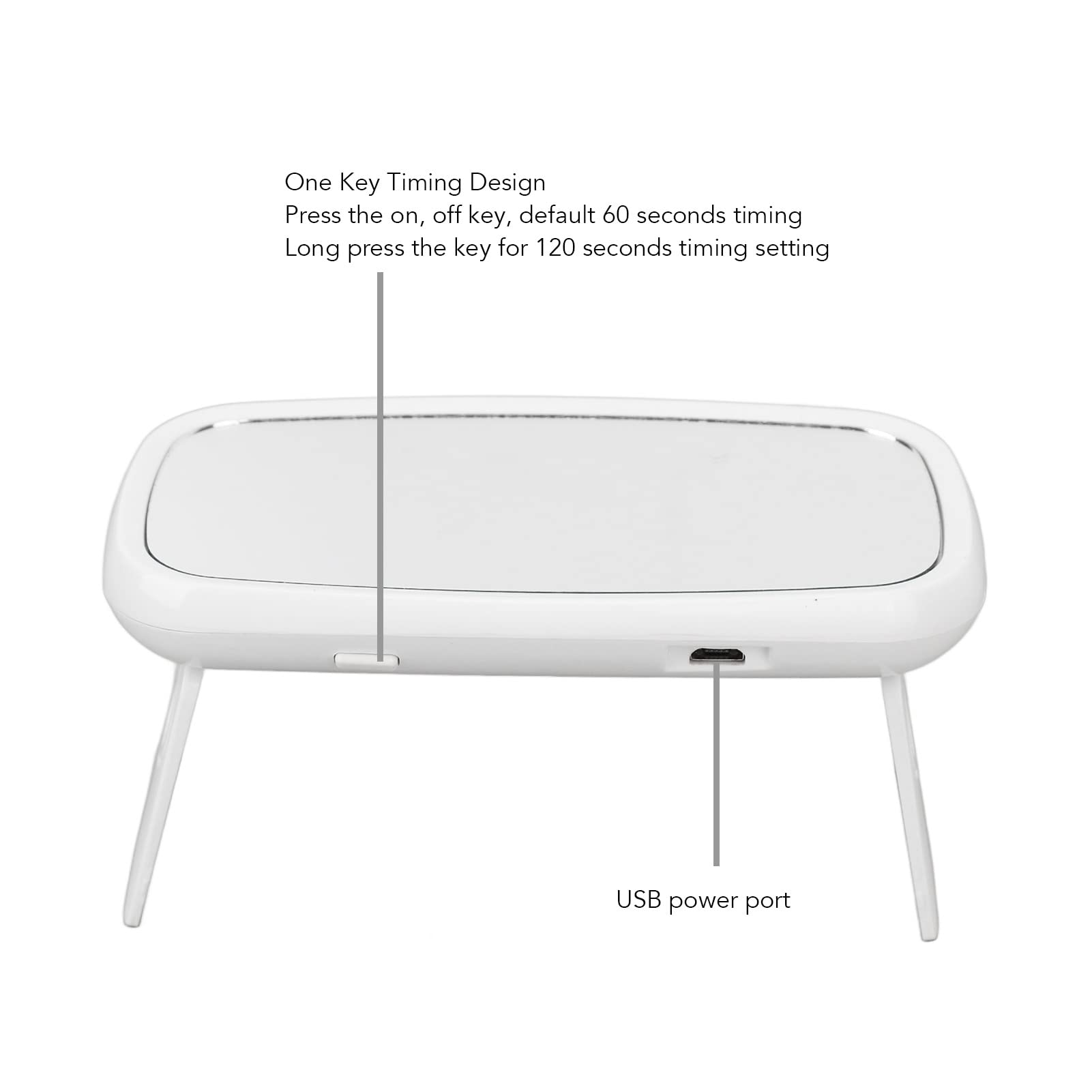 Sonew Mini Nail Lamp, Mirror Design 8W LED Curing Nail Light with USB Charging, Folding Bracket, Even Drying Glue, Portable Nail Dryer