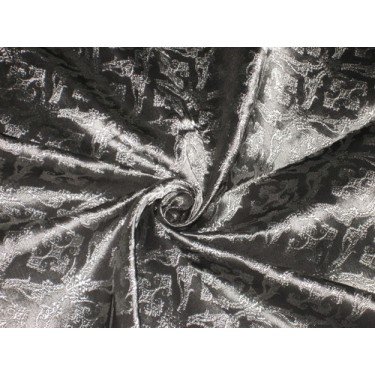 Soie brocade tissu gris acier chiné de 111cm pour atelier de chasuble