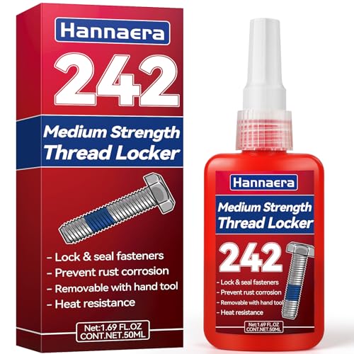 Thread Locker 242M Blue 50ML/1.69FL OZ, Medium Strength Removable, Lock Tight & Seal Nuts, Bolts, Fasteners and Metals, High-Temperature, Anaerobic, Anti-Rust
