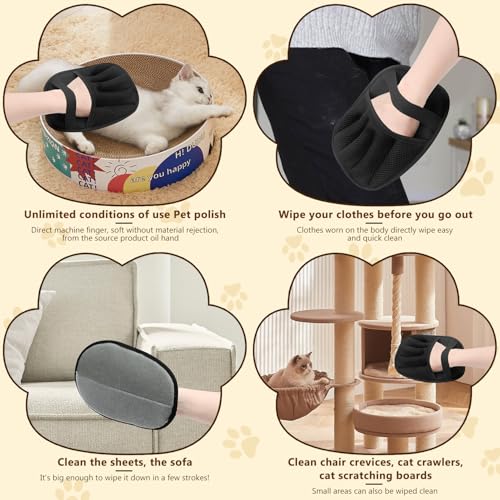 Image of Pet Hair Removal Glove, Electrostatic Pet Hair Removal Gloves, Upgrade Efficient Grooming Gloves for Pet Hair, Clothing, Couch, Furniture, Carpet, Car Seat-2PCS