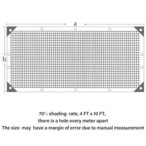 Image of winemana 70% Shade Cloth for Garden- 4x10 FT Breathable Mesh Tarp for Vegetables & Plants, Outdoor Patio Sun Shade with Grommets - Chicken Coop, Dog Kennel Cover