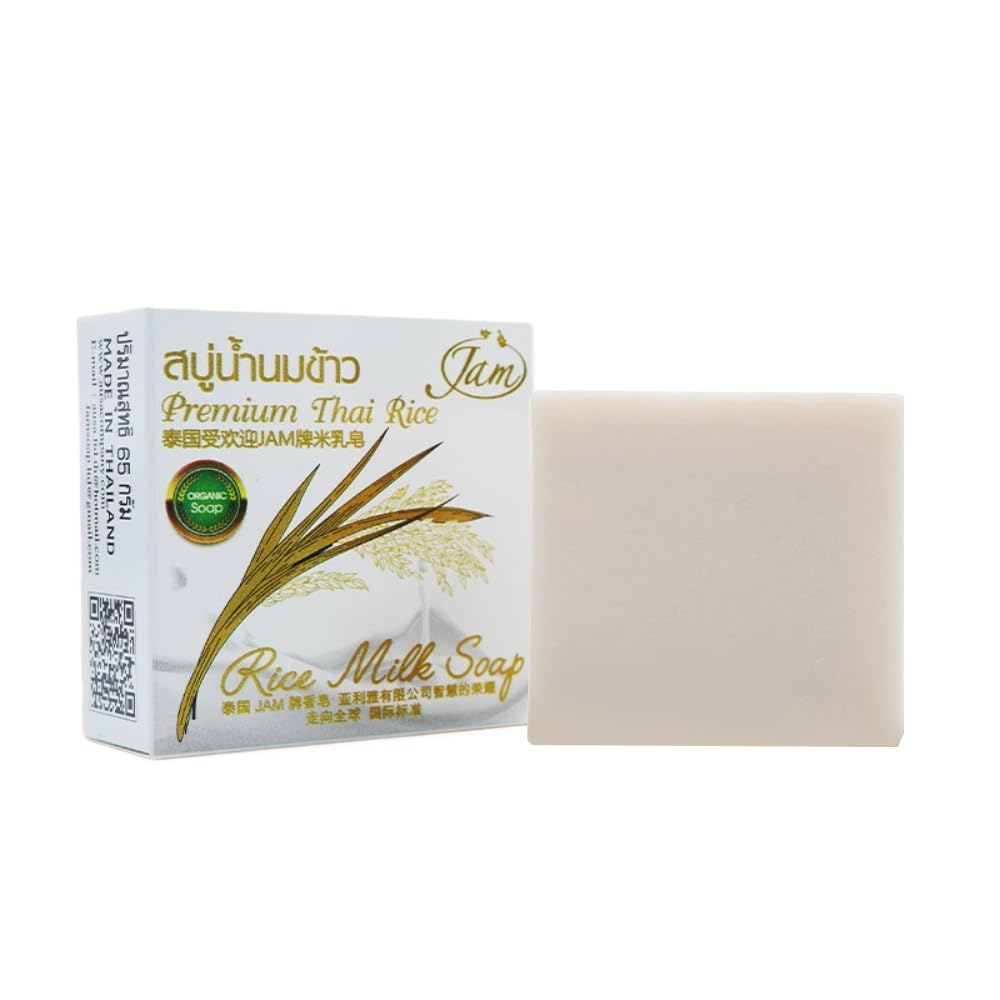 2PCS Thai Jam Fragrant Rice Soap Carton Hardcover Milk Soap 65g*2 Hand Soap Facial Cleanser Bubble Rich and Light Rice Fragrance