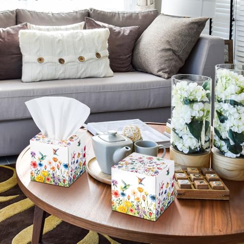 Image of Fourluoo 12 Pack Fall Floral Facial Tissues Cube Boxes, 600 Sheets 3 Ply