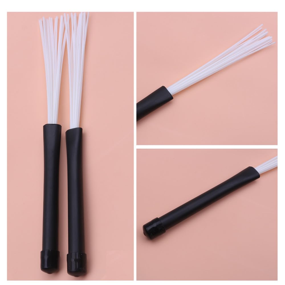 Brosse à tambour en nylon Jazz Drum Balai Kit de percussion, brosses à tambour, CuiCanfla 1 paire de baguettes Accessoires Percussion Baguette de batterie Brosse pour tambour durable