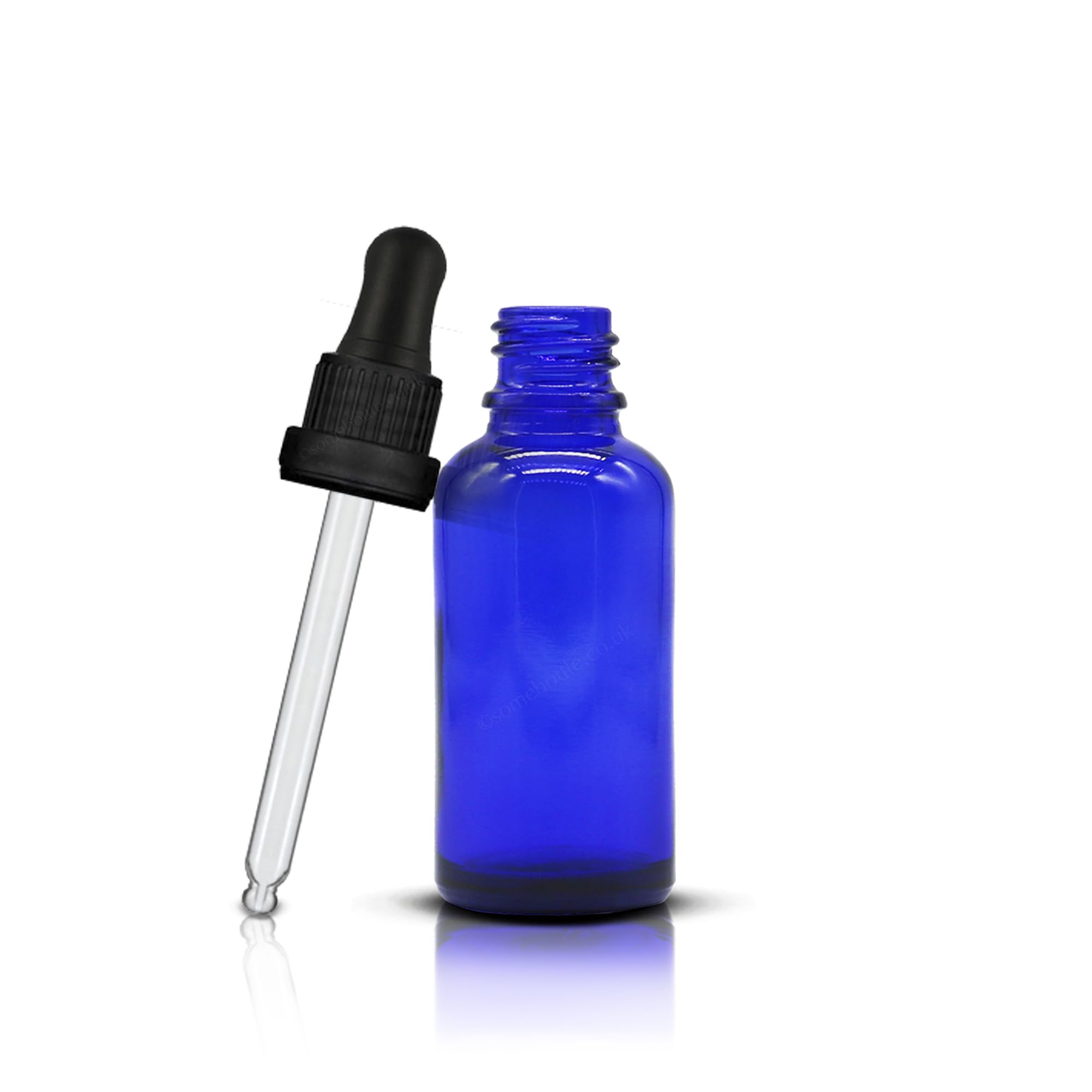 Großhandelspackung mit 110 x 30 ml blauen Glas-Tropfflaschen mit Glas-Pipette, manipulationssicher, kobaltblaue Glasflaschen, nachfüllbar, für ätherische Öle, Parfüm, Labor, Aromatherapie, Chemie