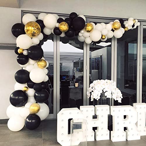 image for PartyWoo Gold and Black Balloons, 70 pcs Black Balloons, White Balloon