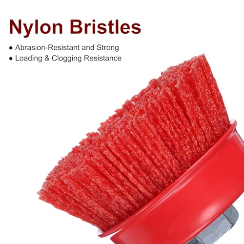 QUARKZMAN 4 Nylon Filament Drahtrad Becherbürste Für Winkelschleifer Mit 5/8-11 Gewindespindel Schleifdrahtbürsten Set Für Rost/Korrosion/Farbrestentfernung Und Oberflächenreinigung